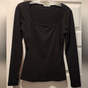 Elegant Black Square Neck Blouse